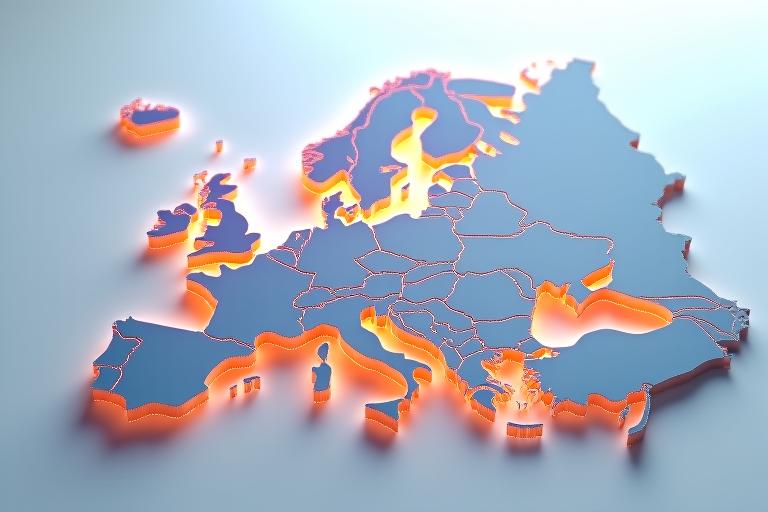 Carte interactive de l'Europe mettant en évidence les pays couverts par Meridian Expertise.