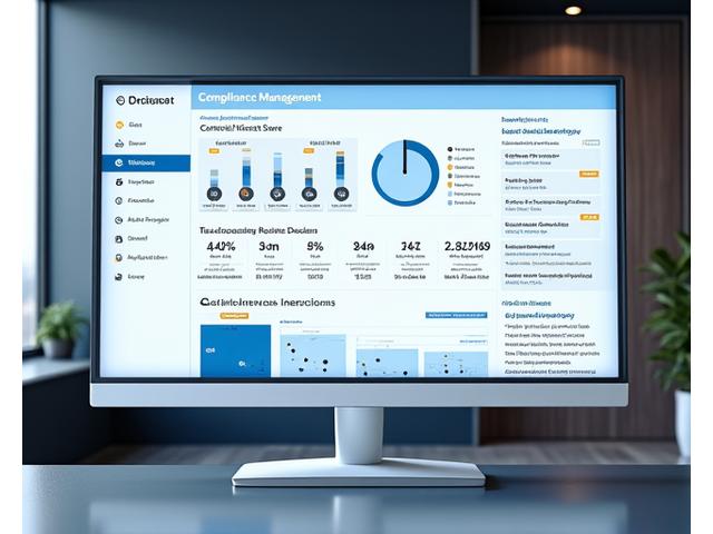 Interface de tableau de bord de gestion de conformité avec graphique et alertes