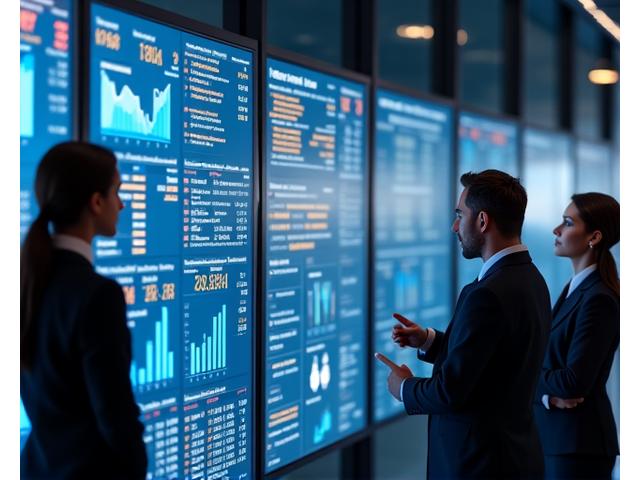 Professionnels analysant des données financières en bourse