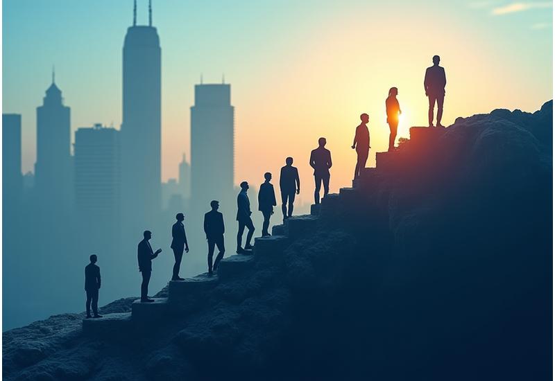 Illustation d'un parcours de leadership avec des points clés de développement et d'accompagnement