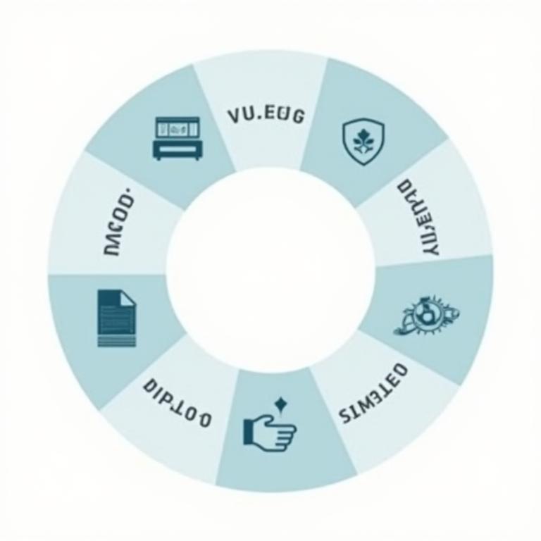 Diagramme circulaire illustrant les phases de la stratégie IP intégrée de Meridian Expertise