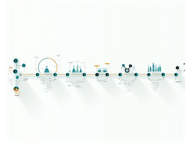 Illustration d'un pipeline de développement biotechnologique, avec des marqueurs pour les étapes clés et les points de contrôle réglementaires.