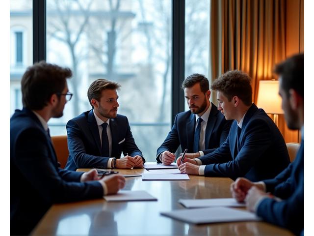 Professionnels du droit des affaires dans un bureau moderne